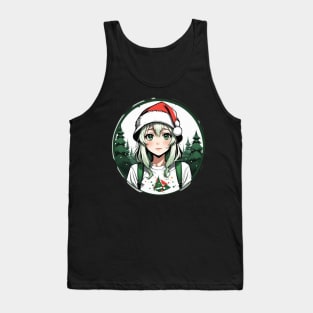 Green haired anime girl in red hat Tank Top